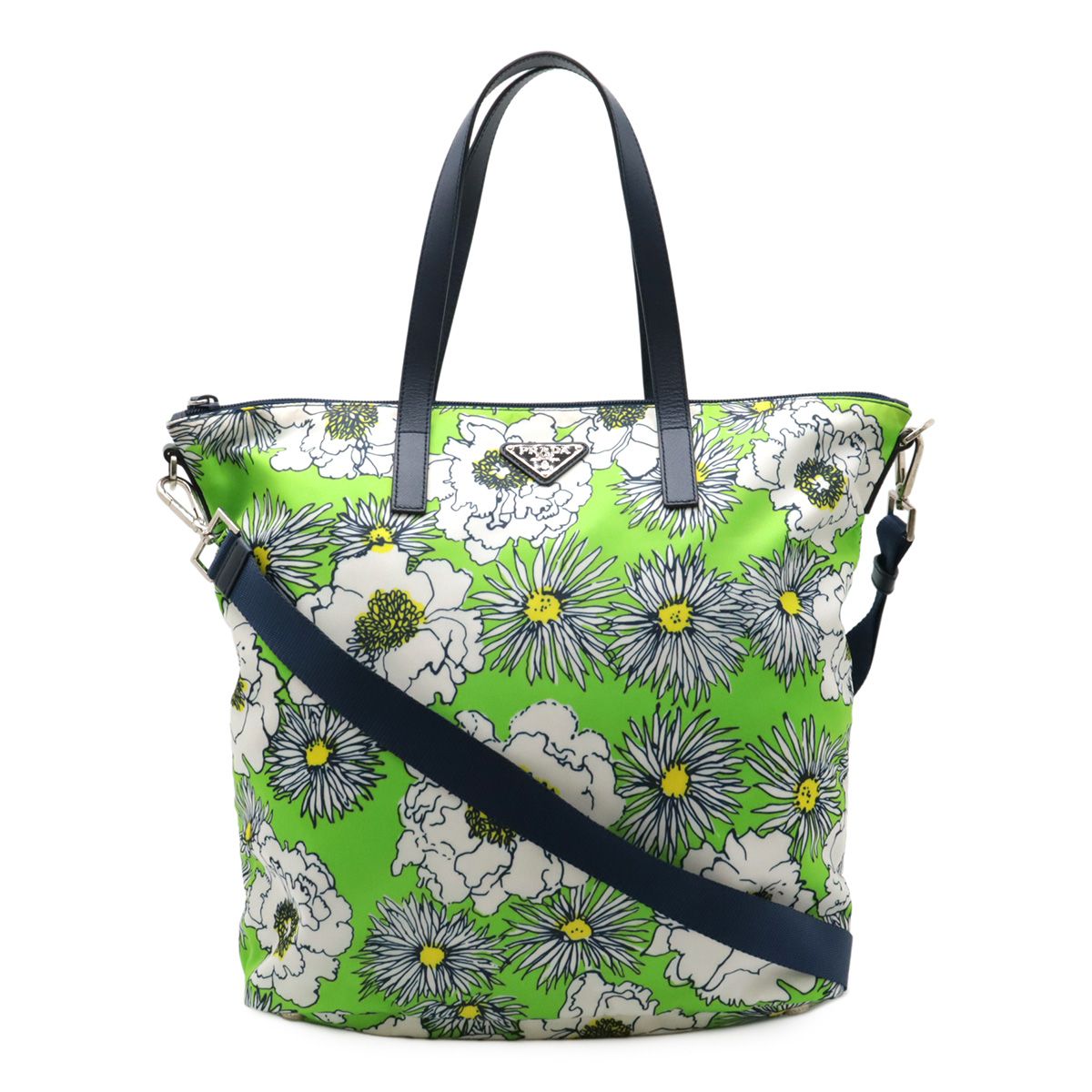 PRADA プラダ トートバッグ 2WAY ショルダーバッグ 斜め掛け フラワー 