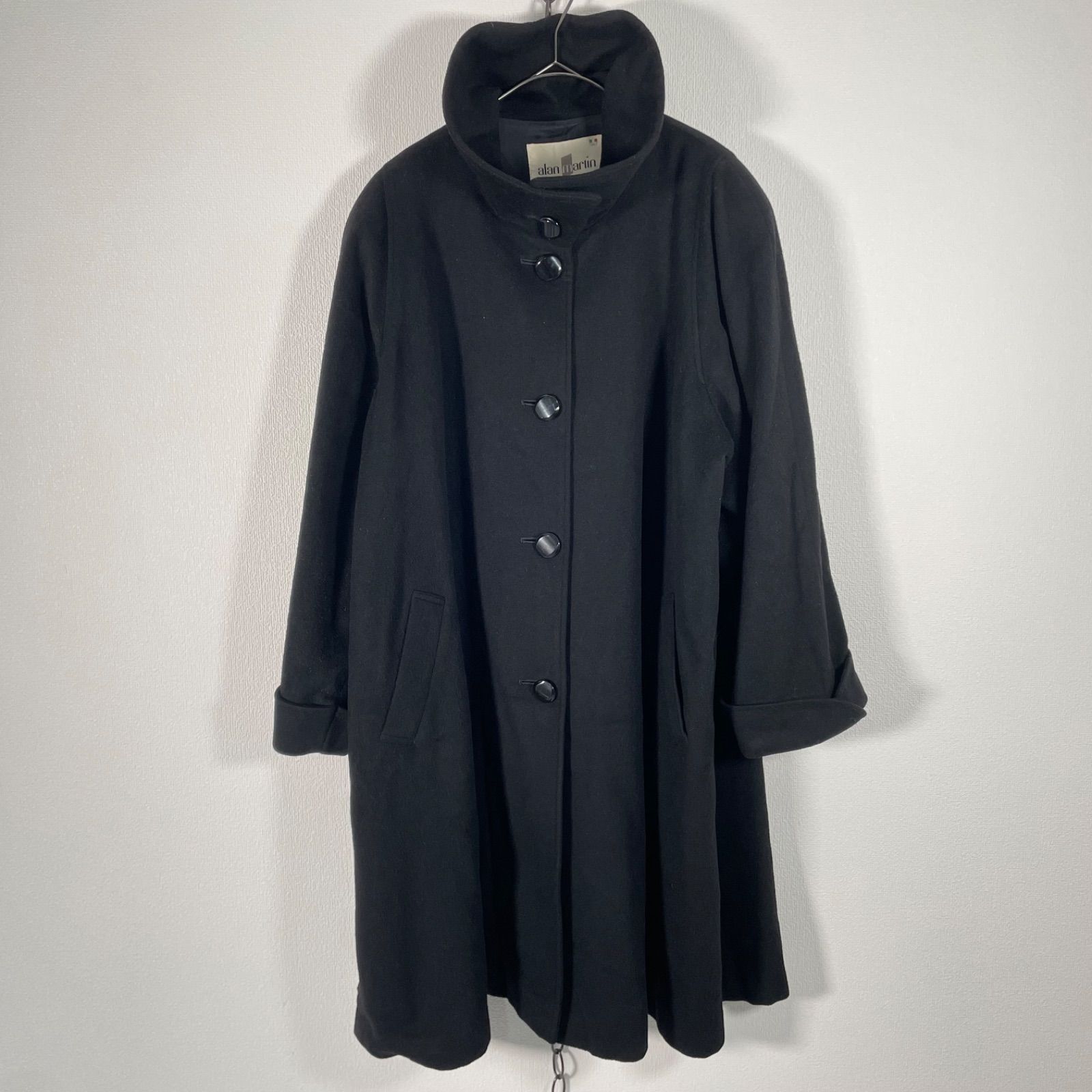 Italy Alan Marin Cashmere100% カシミヤコート ブラック レディース M 