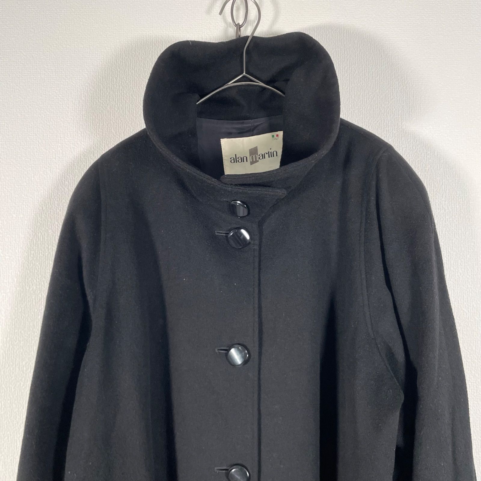 Italy Alan Marin Cashmere100% カシミヤコート ブラック レディース M 