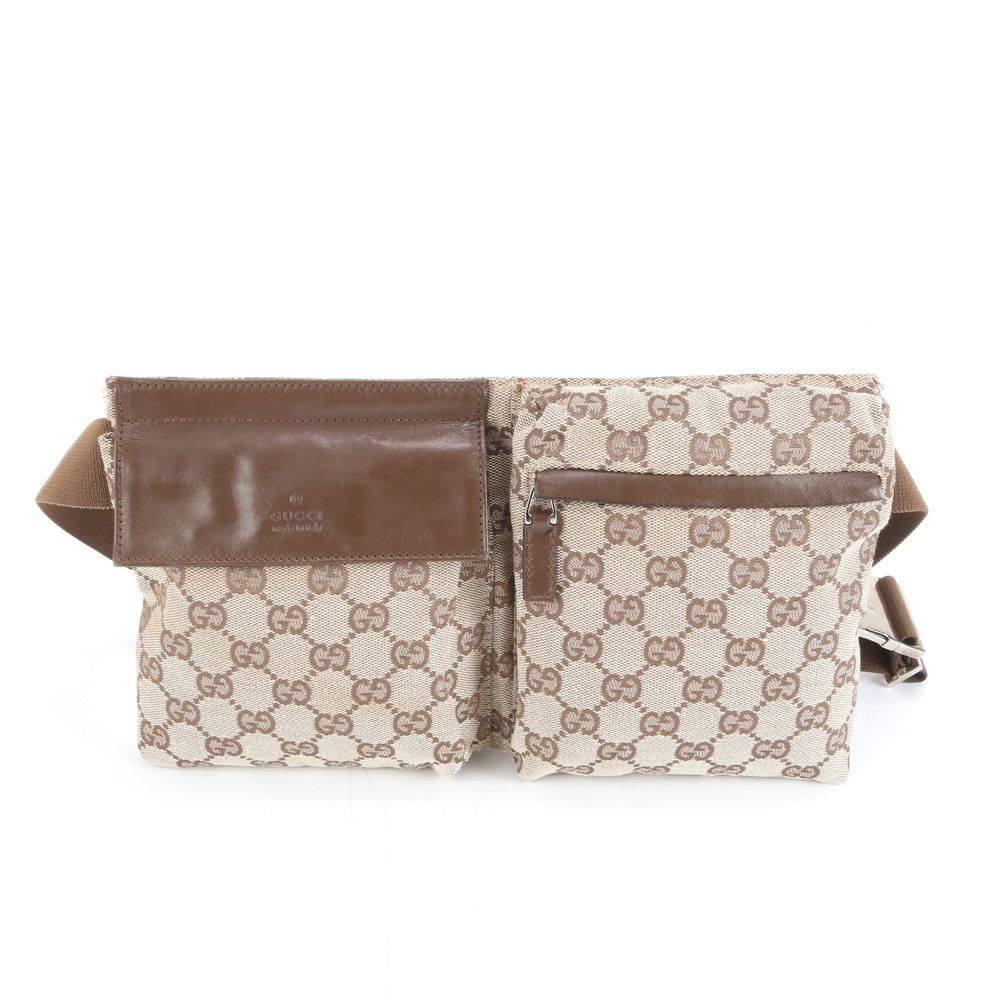 美品 グッチ GGキャンバス 28566 レザー 2WAY ボディバッグ 斜め掛け