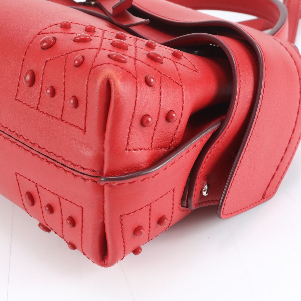 【TOD'S】ウェーブバッグ2wayバッグロゴ型押しレザー赤レッドハンドバッグ TOD'S】ウェーブバッグ2wayバッグロゴ型押しレザー赤レッドハンドバッグ