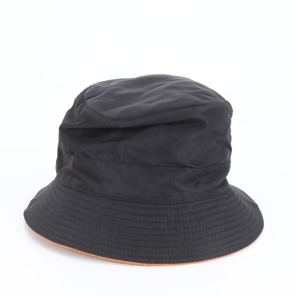 美品 エルメス Hロゴ バケットハット バケハ 60 ブラック オレンジ