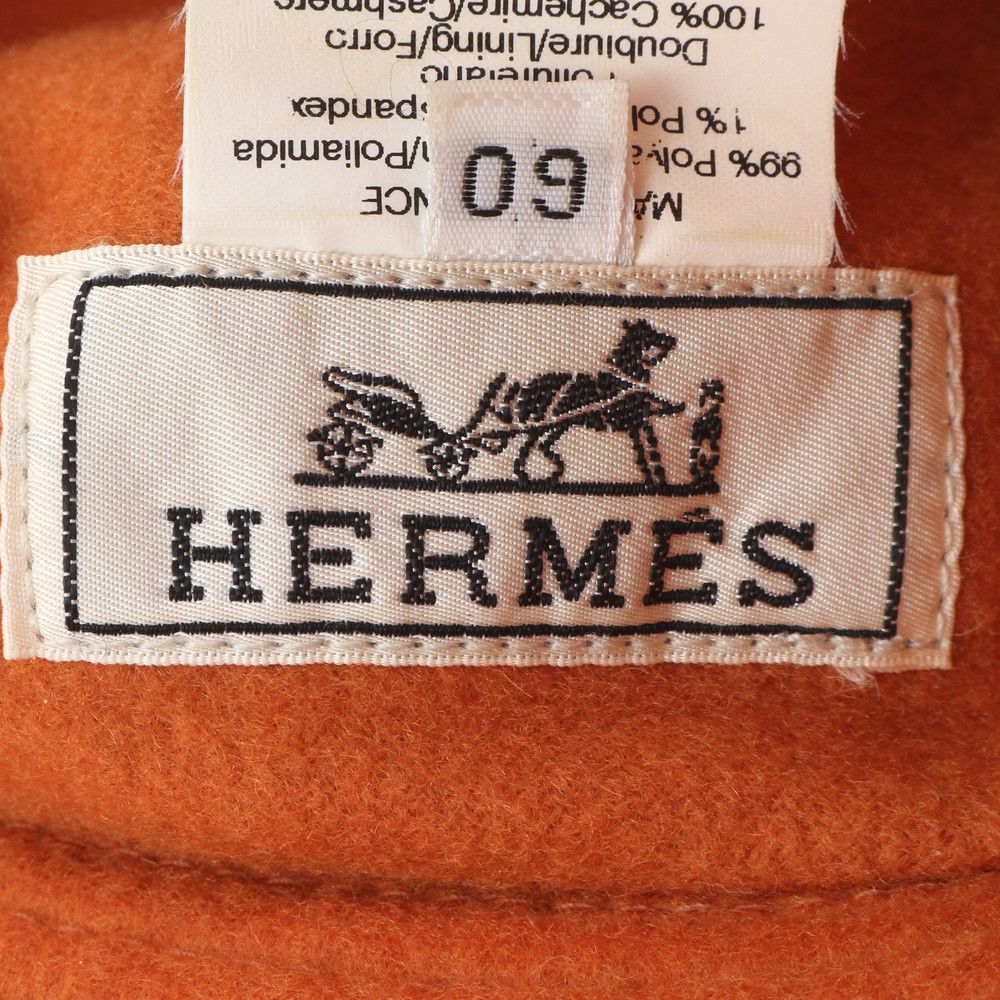 美品 エルメス Hロゴ バケットハット バケハ 60 ブラック オレンジ
