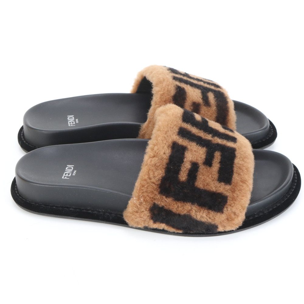 【本日のみ値下】FENDI / フェンディ FILAコラボ ファーサンダル 極美品 フェンディ ズッカ ファー サンダル 35 靴 シューズ ボア 婦人