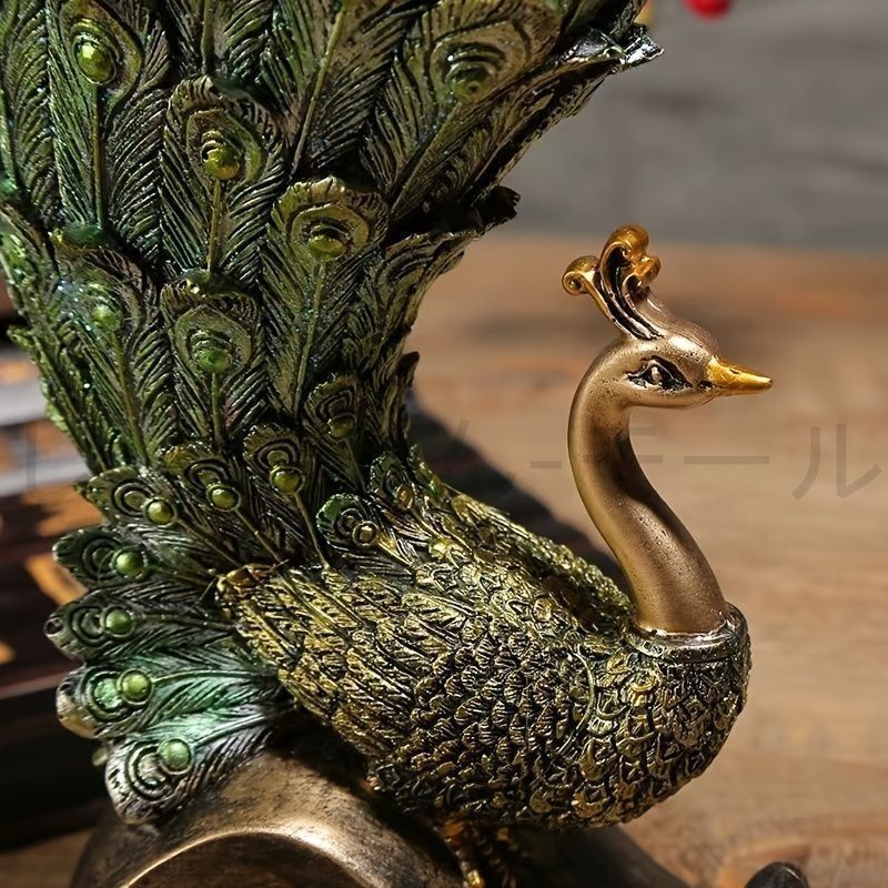 オブジェ エレガント 孔雀 置物 樹脂像 モダン 高級 くじゃく 美術工芸