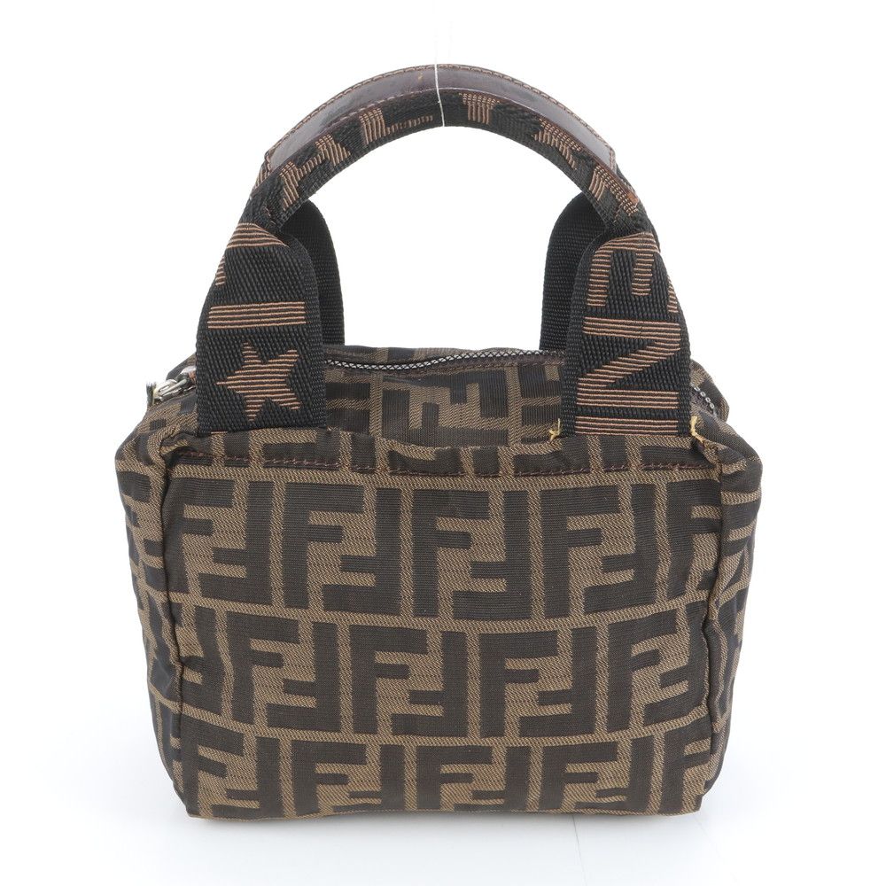 美品 フェンディ ズッカ 26541 レザー ナイロン ハンドバッグ トート
