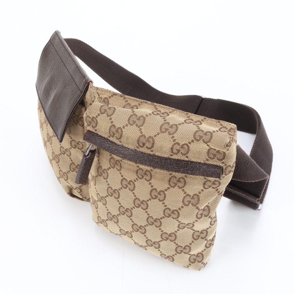 美品 グッチ GGキャンバス 28566 レザー 2WAY ボディバッグ 斜め掛け