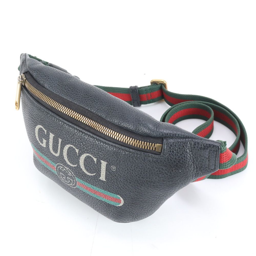 美品 グッチ シェリー ライン プリント スモール ベルト 527792 レザー