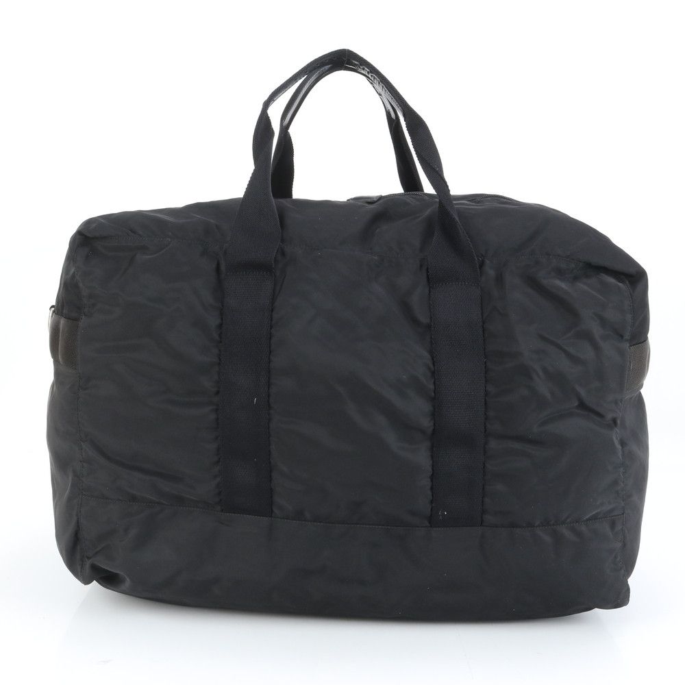 美品 プラダ テスート ナイロン トライアングルロゴ レザー ボストン