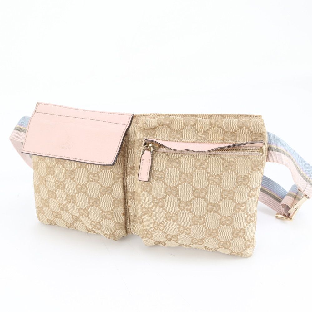 美品 グッチ GGキャンバス 28566 レザー 2WAY ボディバッグ 斜め掛け