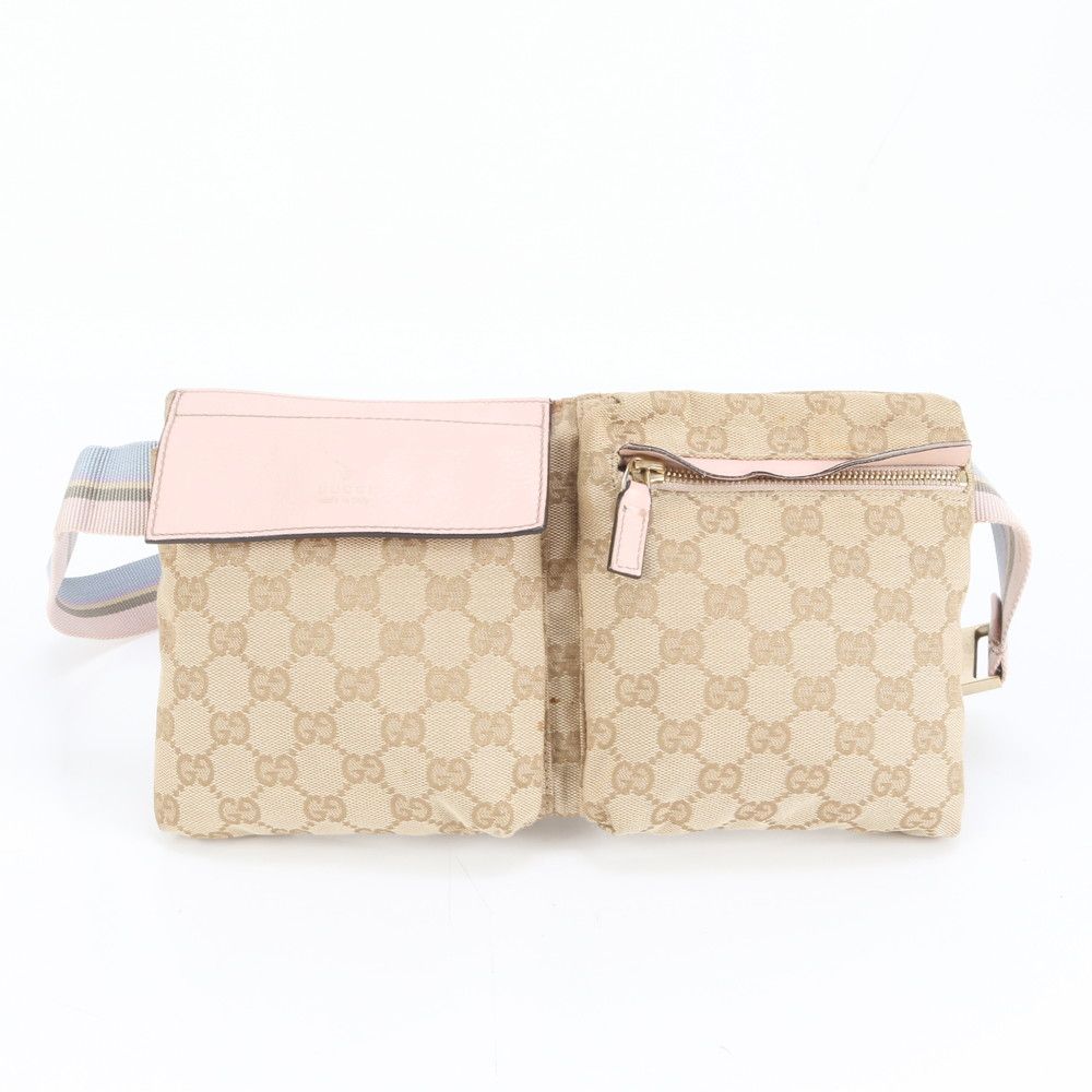 ✨美品✨ グッチ ボディバッグ GGキャンバス レザー ブラウン 28566 美品 グッチ GGキャンバス 28566 レザー 2WAY ボディバッグ 斜め掛け