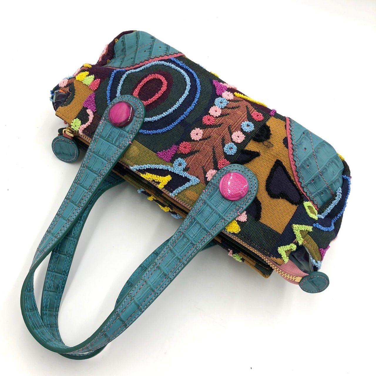 極美品】Think Bee! シンクビー! 刺繍 ハンドバッグ マルチカラー