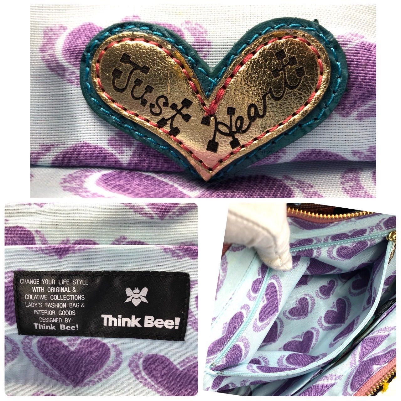 極美品】Think Bee! シンクビー! 刺繍 ハンドバッグ マルチカラー