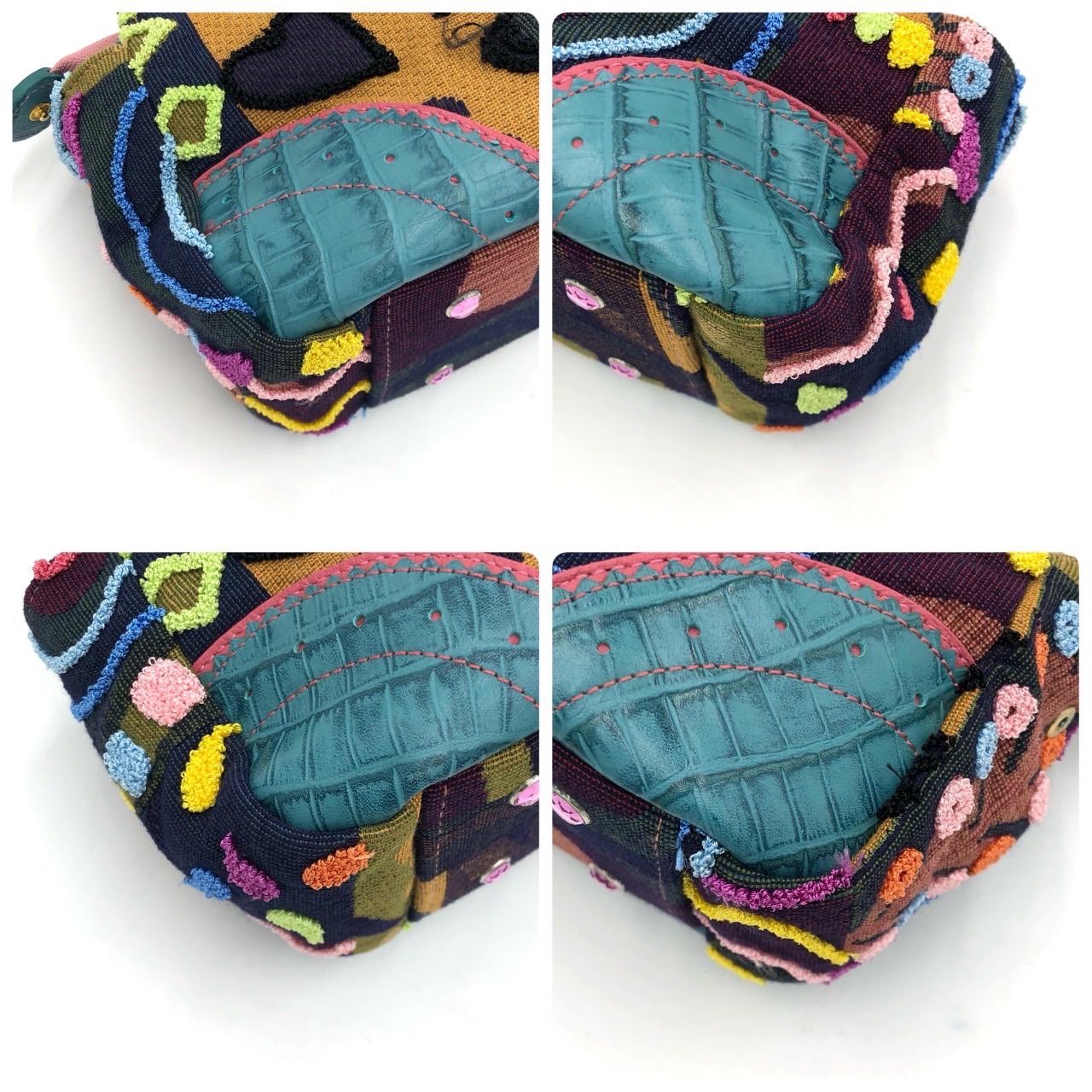 極美品】Think Bee! シンクビー! 刺繍 ハンドバッグ マルチカラー