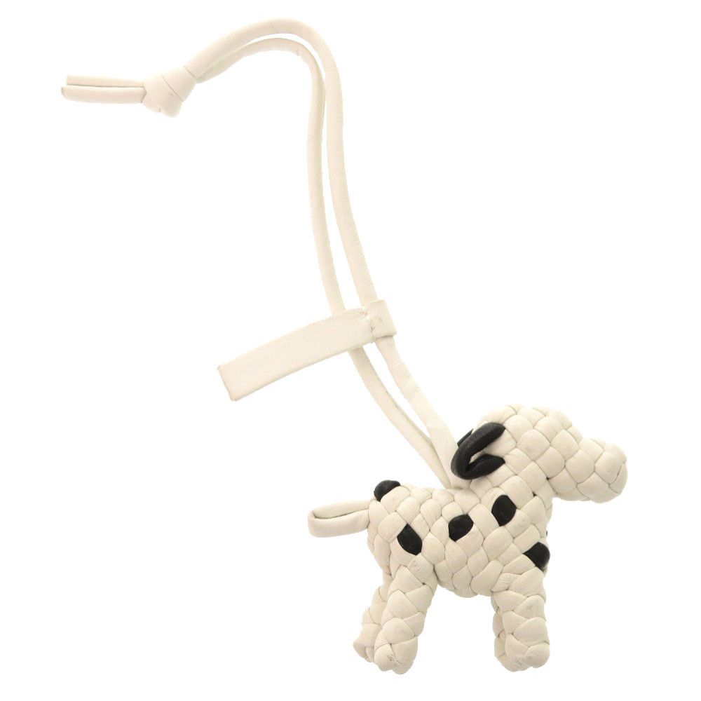 美品 ボッテガ ヴェネタ イントレチャート ドッグ 犬 807068 ホワイト