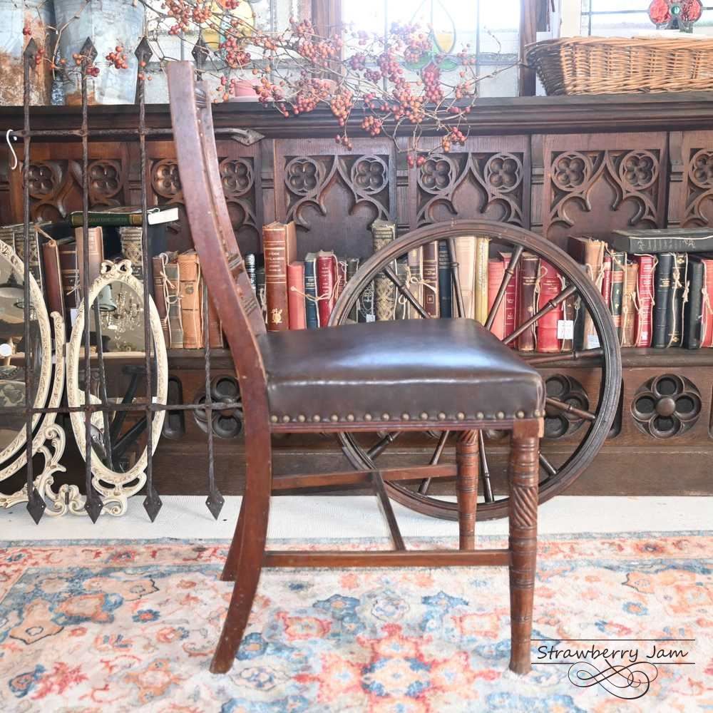 L3710-2-4 英国アンティーク レザー ダイニングチェア キッチンチェア