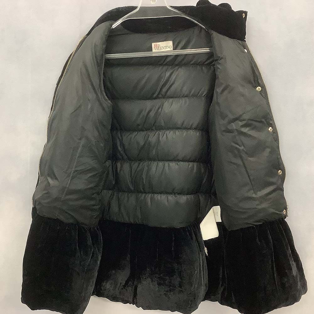 RED VALENTINO ダウンコート 黒 2回着用のみ シルク混ベロア RED VALENTINO ダウンコート 黒 2回着用のみ シルク混ベロア