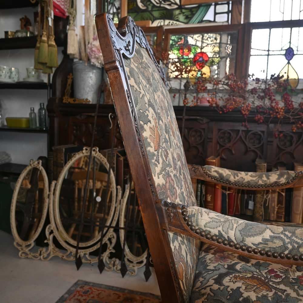 L3710-3-2 フランスアンティーク ソファ 布張りチェア ヴィクトリアン