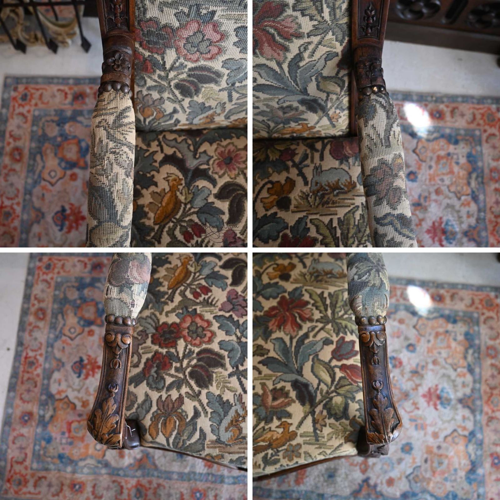 L3710-3-2 フランスアンティーク ソファ 布張りチェア ヴィクトリアン