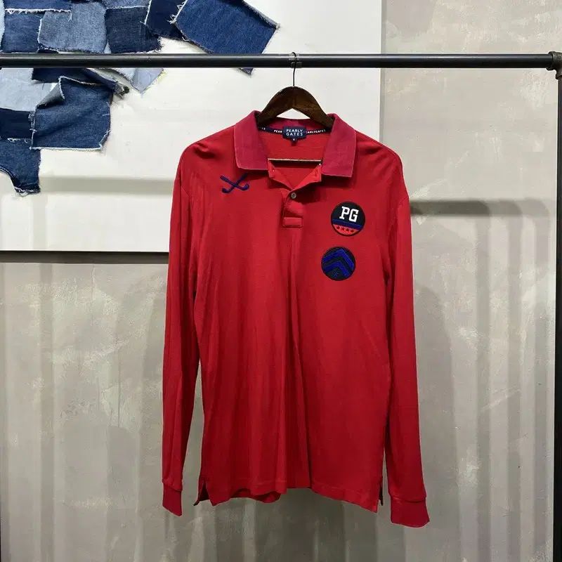 (105) パーリーゲイツ ゴルフ スポーツ パッチ 長袖 PK カラーTシャツ