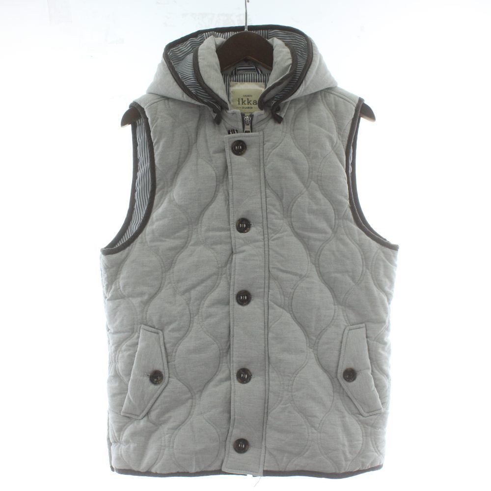 イッカ ikka フード付きベスト XL グレー キルティング /GR □GY58