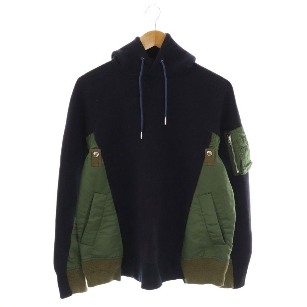 サカイ sacai Sponge Sweat x MA-1 パーカー 1 紺 ネイビー /AG □OS