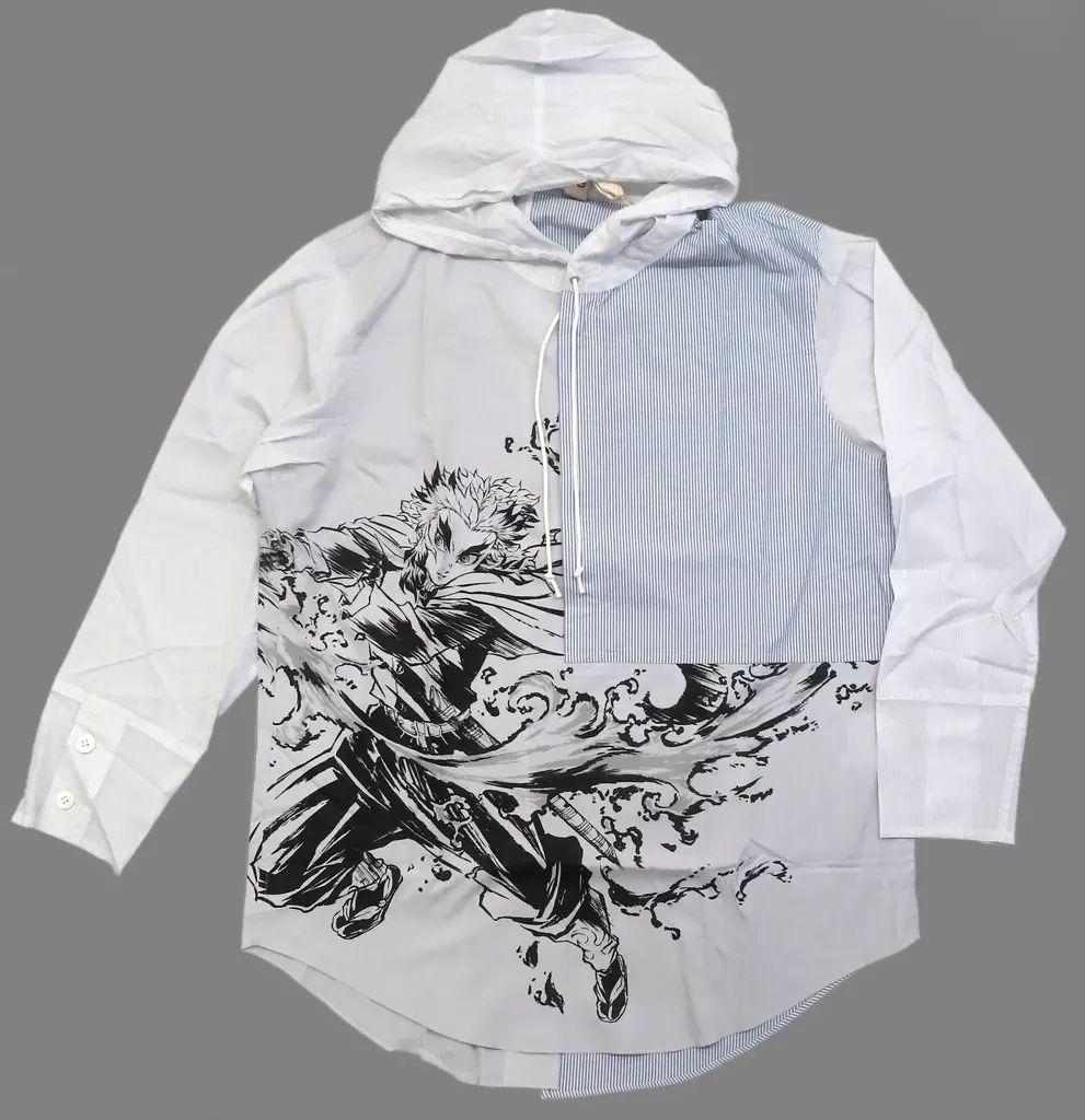 Ground Y×鬼滅の刃　ヨウジヤマモト　煉獄杏寿郎 パーカーシャツ　白 中古】衣類 煉獄杏寿郎 Hoodie Shirt(パーカーシャツブ) ホワイト M
