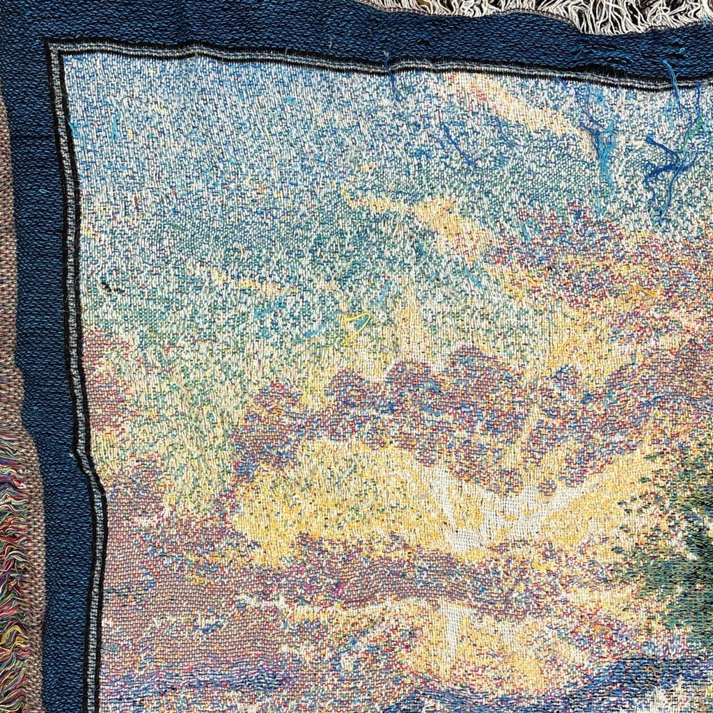 風景画　ラグ　タペストリー vintageラグ ブランケット マルチカバー タペストリー アート 絵画