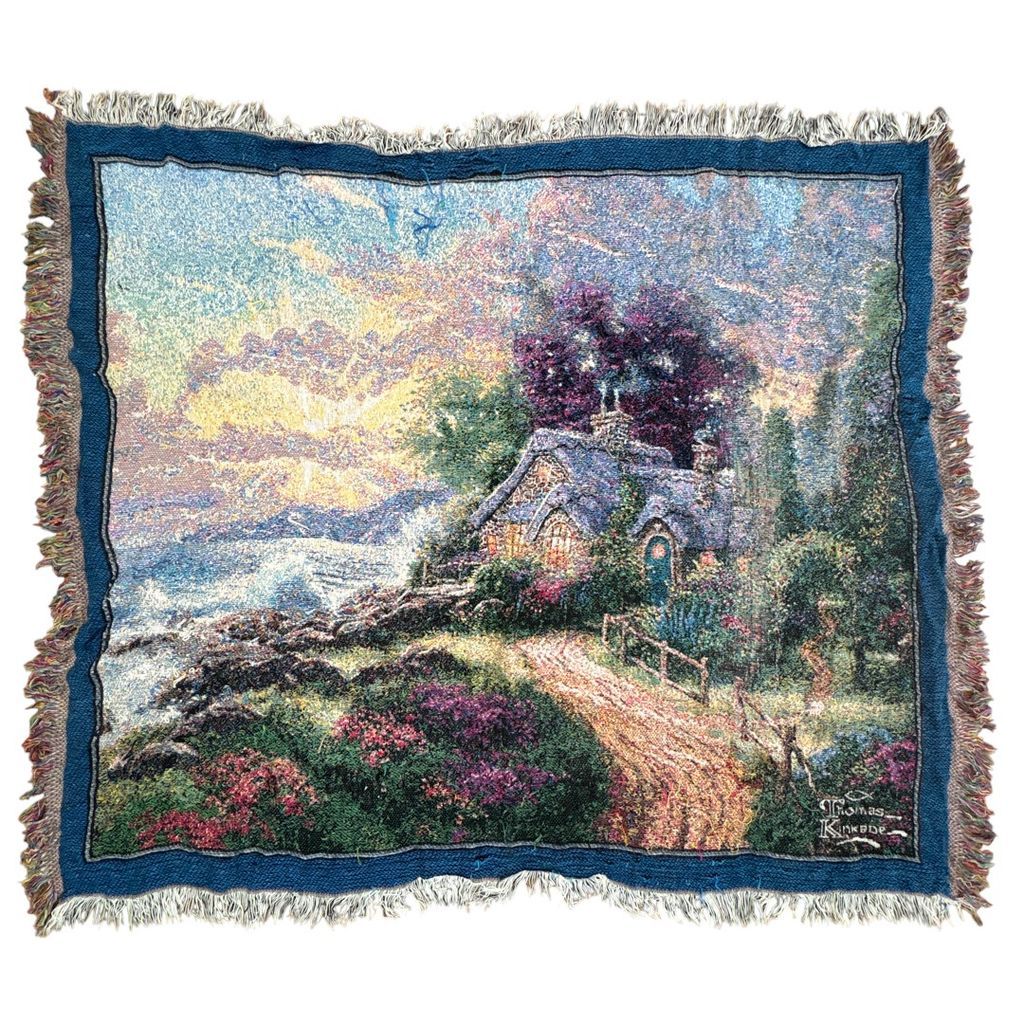 風景画　ラグ　タペストリー vintageラグ ブランケット マルチカバー タペストリー アート 絵画