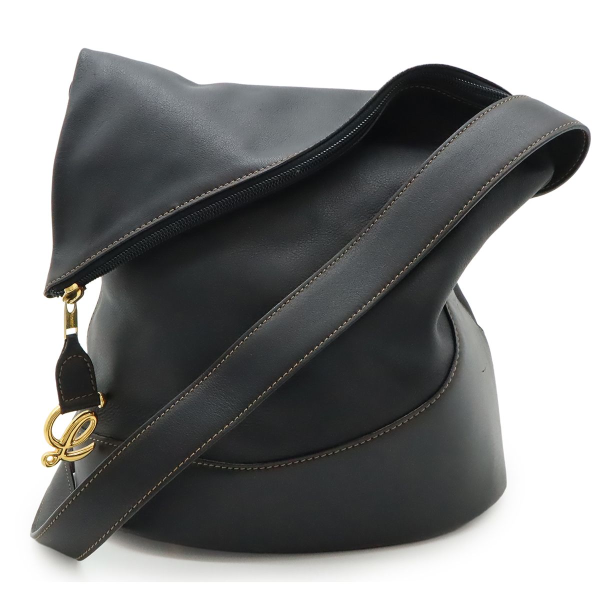 LOEWE ロエベ アントン ショルダーバッグ 斜め掛け レザー ブラック 黒 