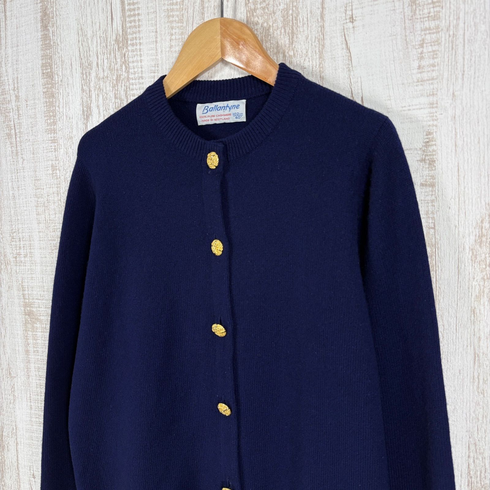 BALLANTYNE スコットランド製 カシミヤ ニットカーディガン 40 美品 80s バランタイン カシミヤ スコットランド製 カーディガン 40
