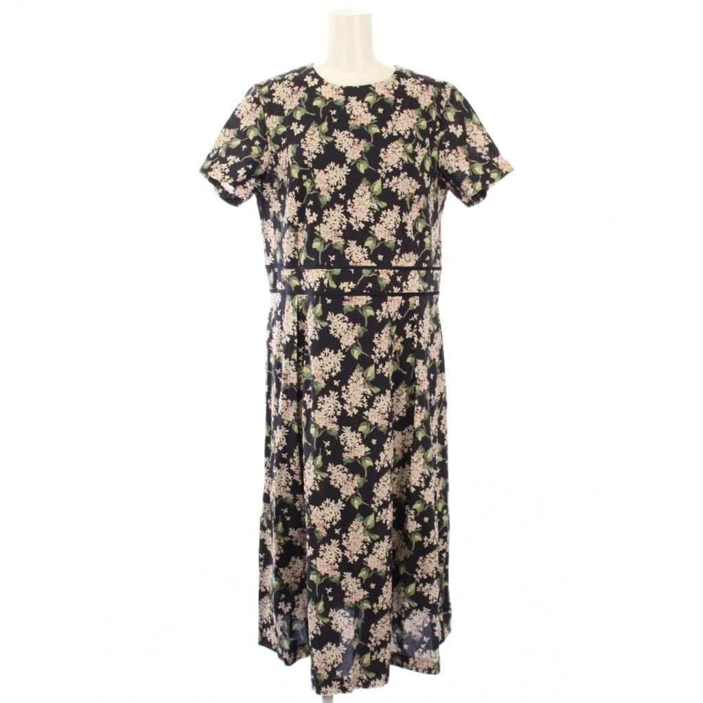 アマカ AMACA LIBERTY Archive Lilac フレアワンピース 半袖 ひざ丈 花