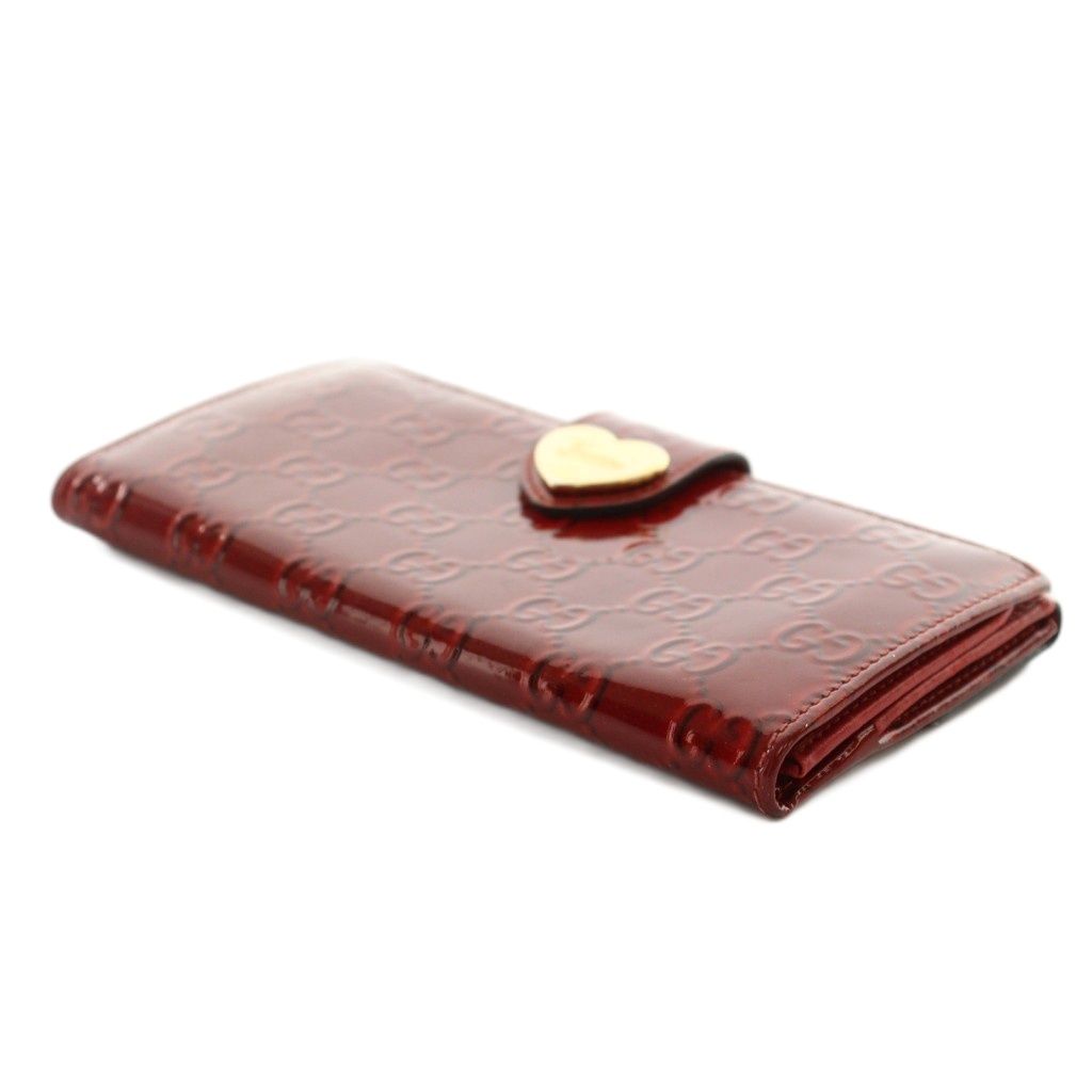 GUCCI 長財布 GG シマ パテント エナメル ラブリーハート レッド GUCCI 長財布 GG シマ パテント エナメル ラブリーハート レッド