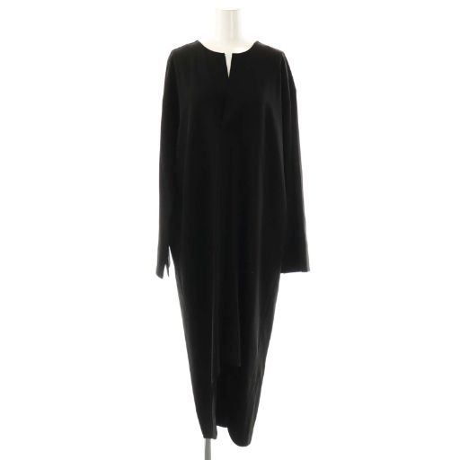 エンフォルド ENFOLD 前後差ワンピース ロング 長袖 38 ブラック /HK