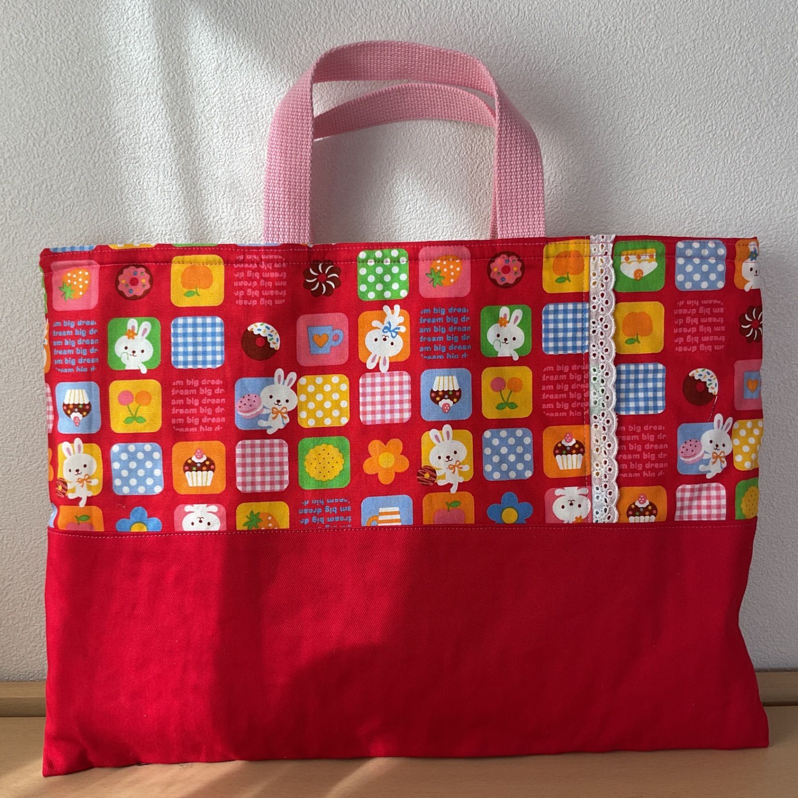 入園入学準備2点セット りんりんのハンドメイド レッスンバッグ 上履き