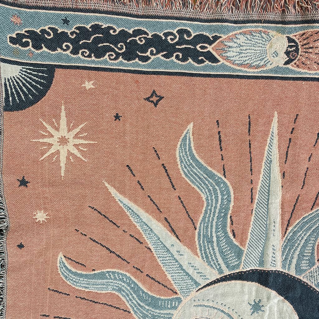 vintageラグ ブランケット マルチカバー タペストリー 太陽と月 宗教