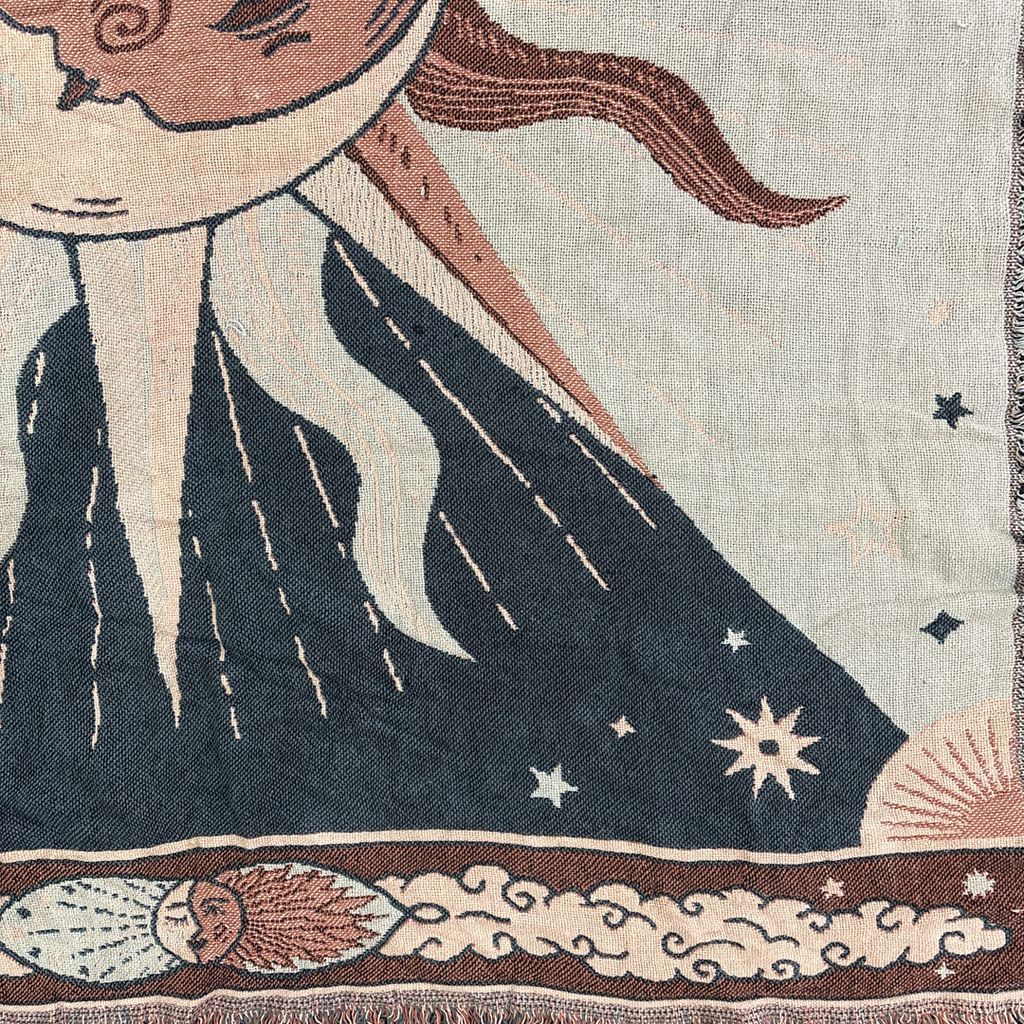 vintageラグ ブランケット マルチカバー タペストリー 太陽と月 宗教