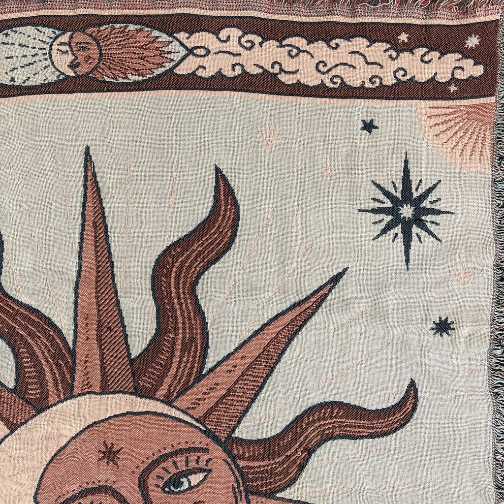 vintageラグ ブランケット マルチカバー タペストリー 太陽と月 宗教