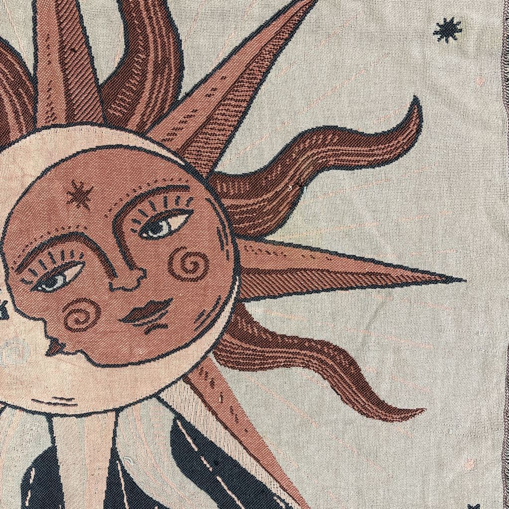 vintageラグ ブランケット マルチカバー タペストリー 太陽と月 宗教