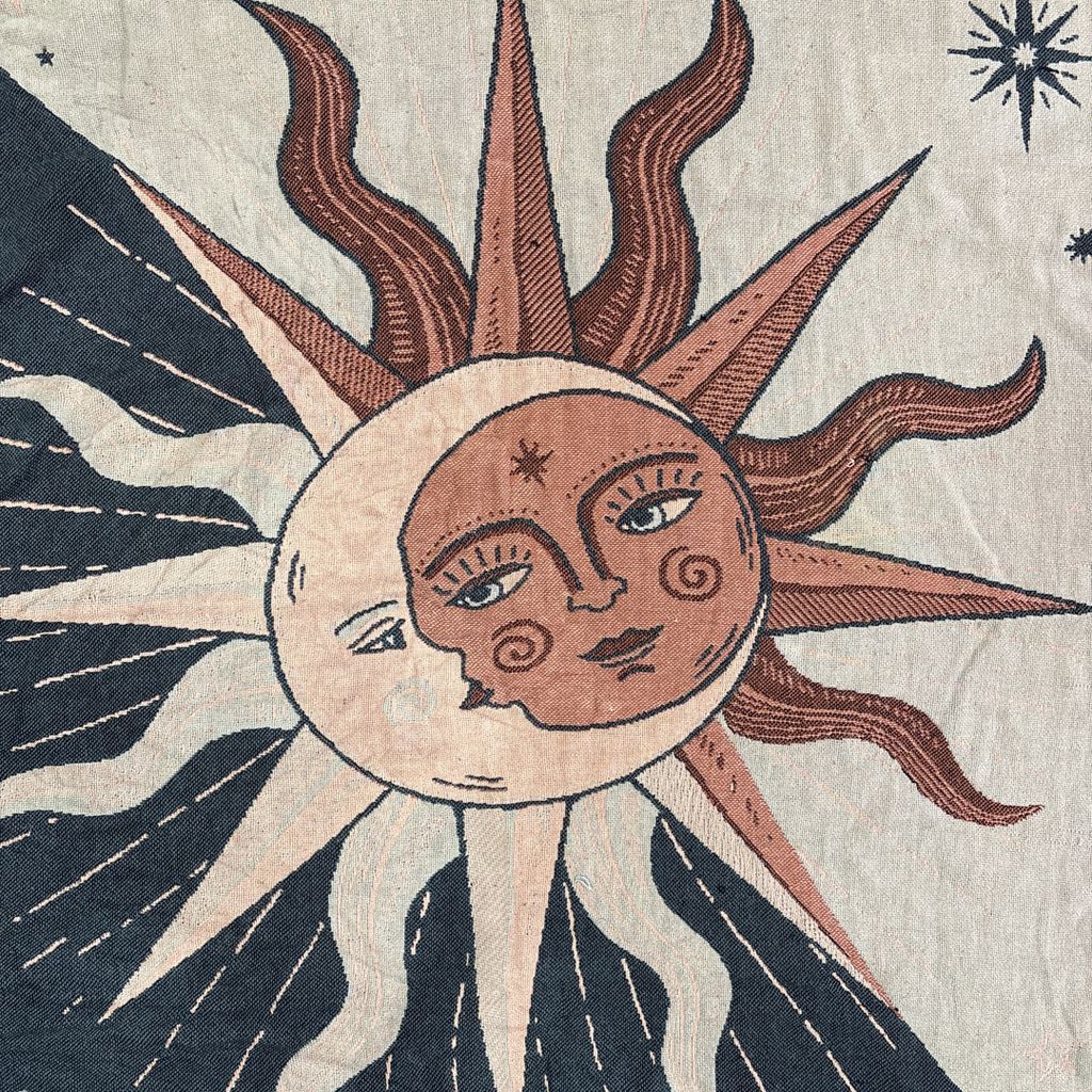 vintageラグ ブランケット マルチカバー タペストリー 太陽と月 宗教