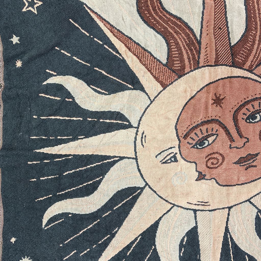 vintageラグ ブランケット マルチカバー タペストリー 太陽と月 宗教