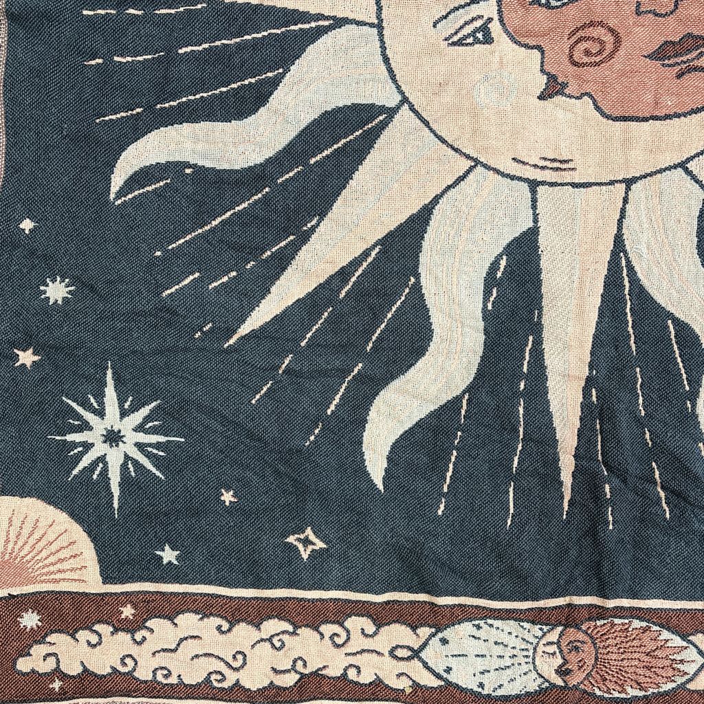 vintageラグ ブランケット マルチカバー タペストリー 太陽と月 宗教