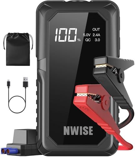 NWISE ジャンプスターター 2000 Aピーク電流 大容量 12 V 車用エンジンスターター LEDライト搭載 日本語取扱説明書 PSE認証