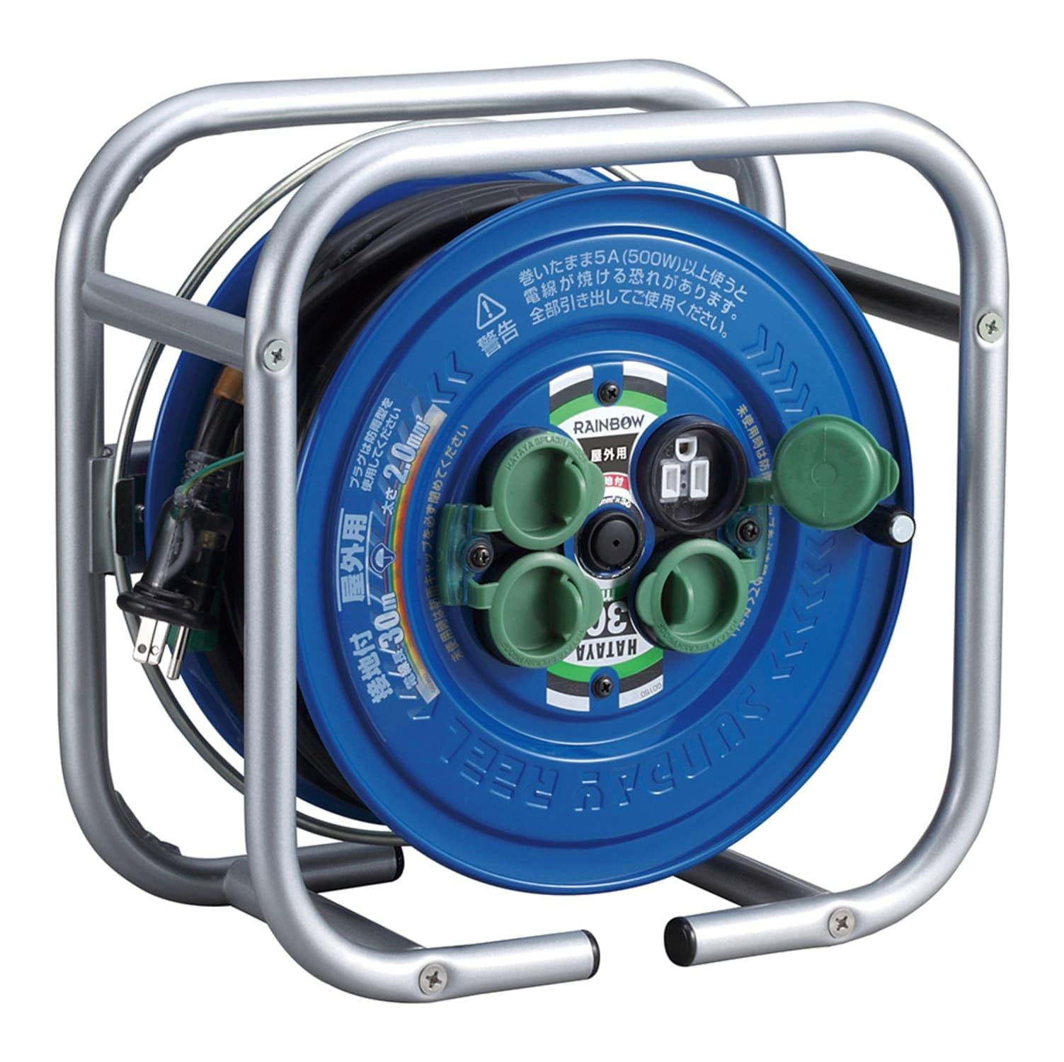 ハタヤ HATAYA コードリール 屋外用 防雨型 100 V型 コード30 m 太さ2 0? 標準型 接地付 角型フレーム コンセント コンセント防雨キャップ 省スペース 家庭用 工場用 建設現場 防災 段積みリール 防雨型タイプ DSG