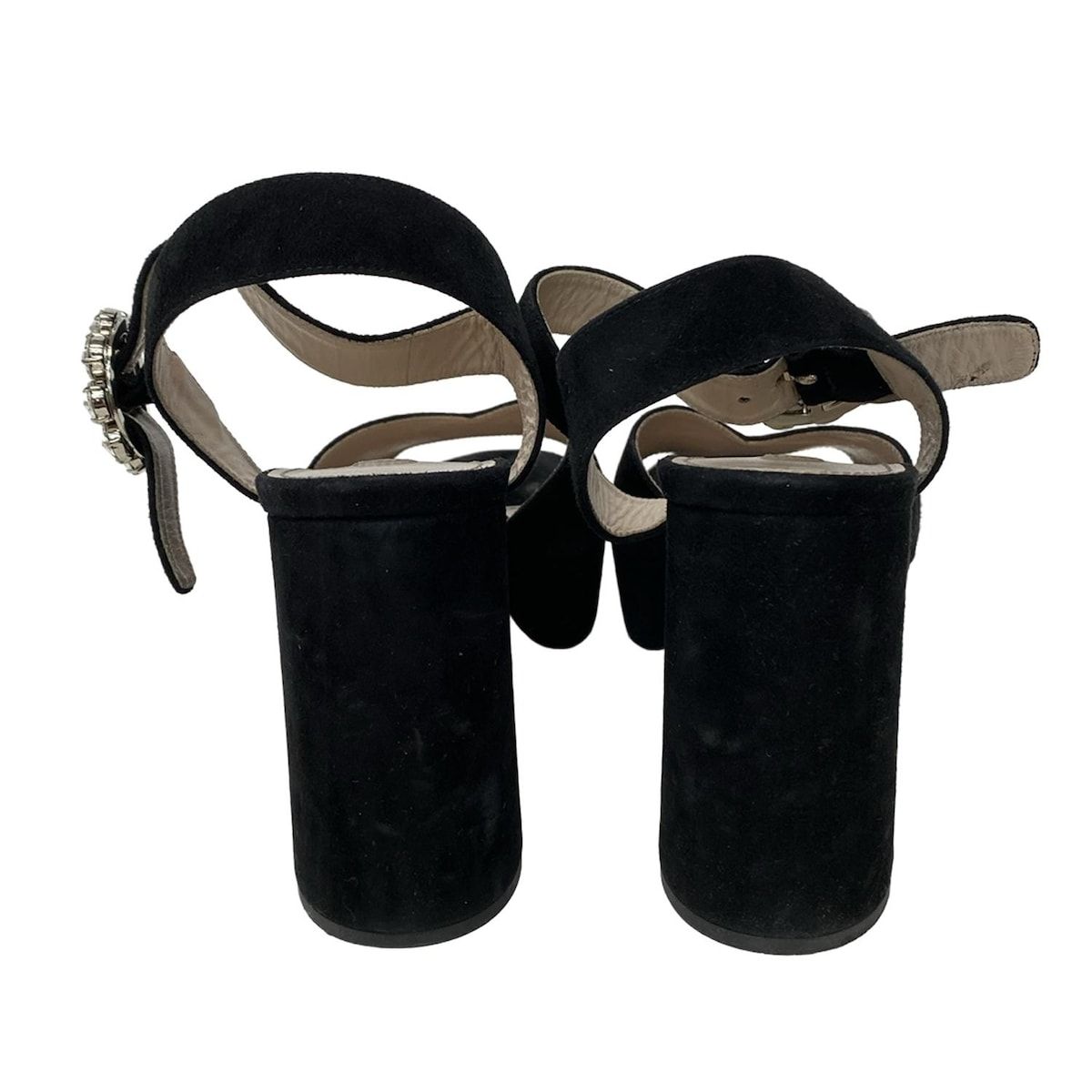 ミュウミュウ サンダル ミュール スエード シルバー 黒 37 1/2 付属品 ミュウミュウ サンダル ミュール スエード シルバー 黒 37 1/2 付属品