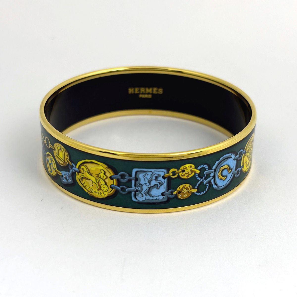 HERMES エマイユ バングル ナロー 魚柄 ゴールド 箱あり HERMES