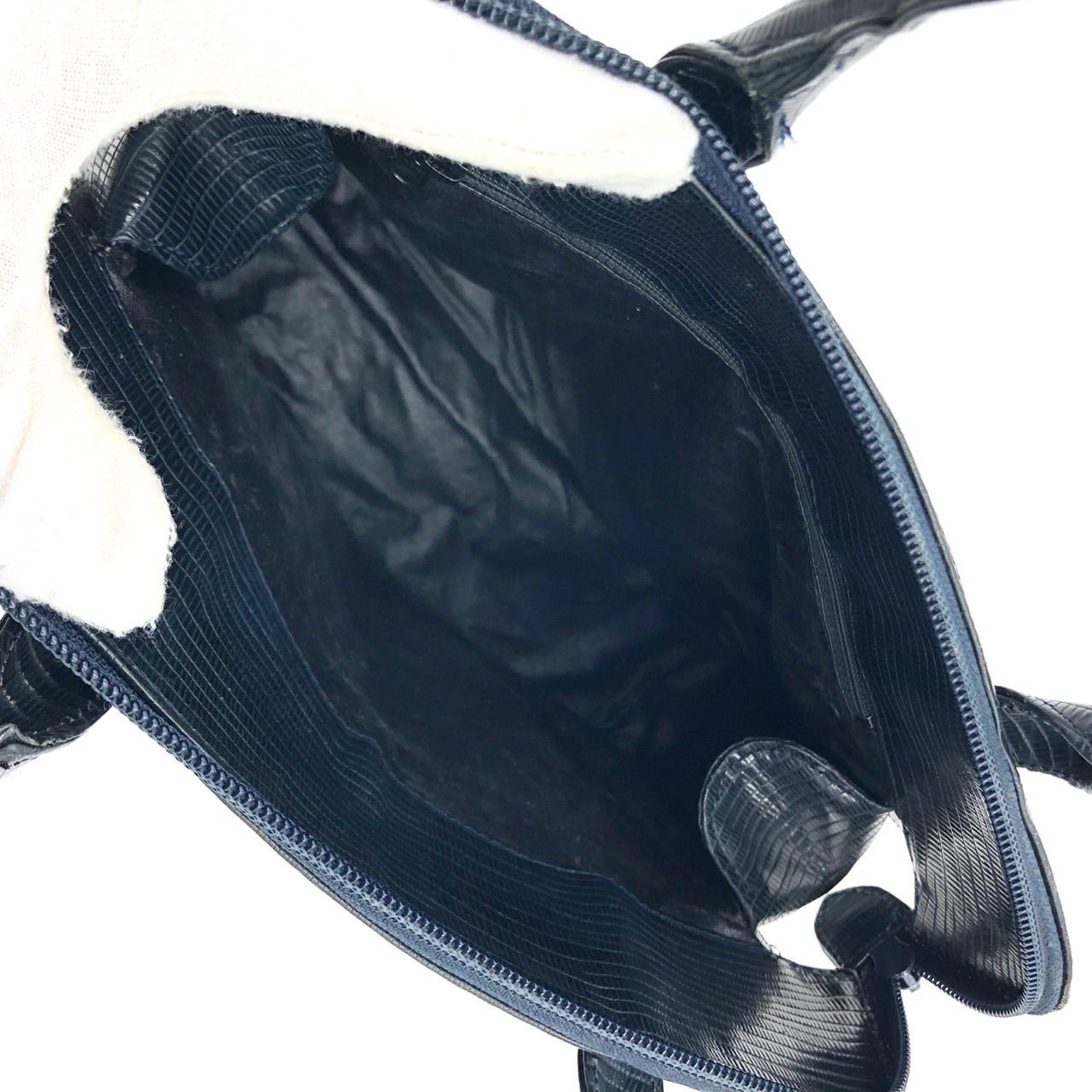 WAKO 銀座和光 リザード型押し ハンドバッグ 黒 ブラック レザー