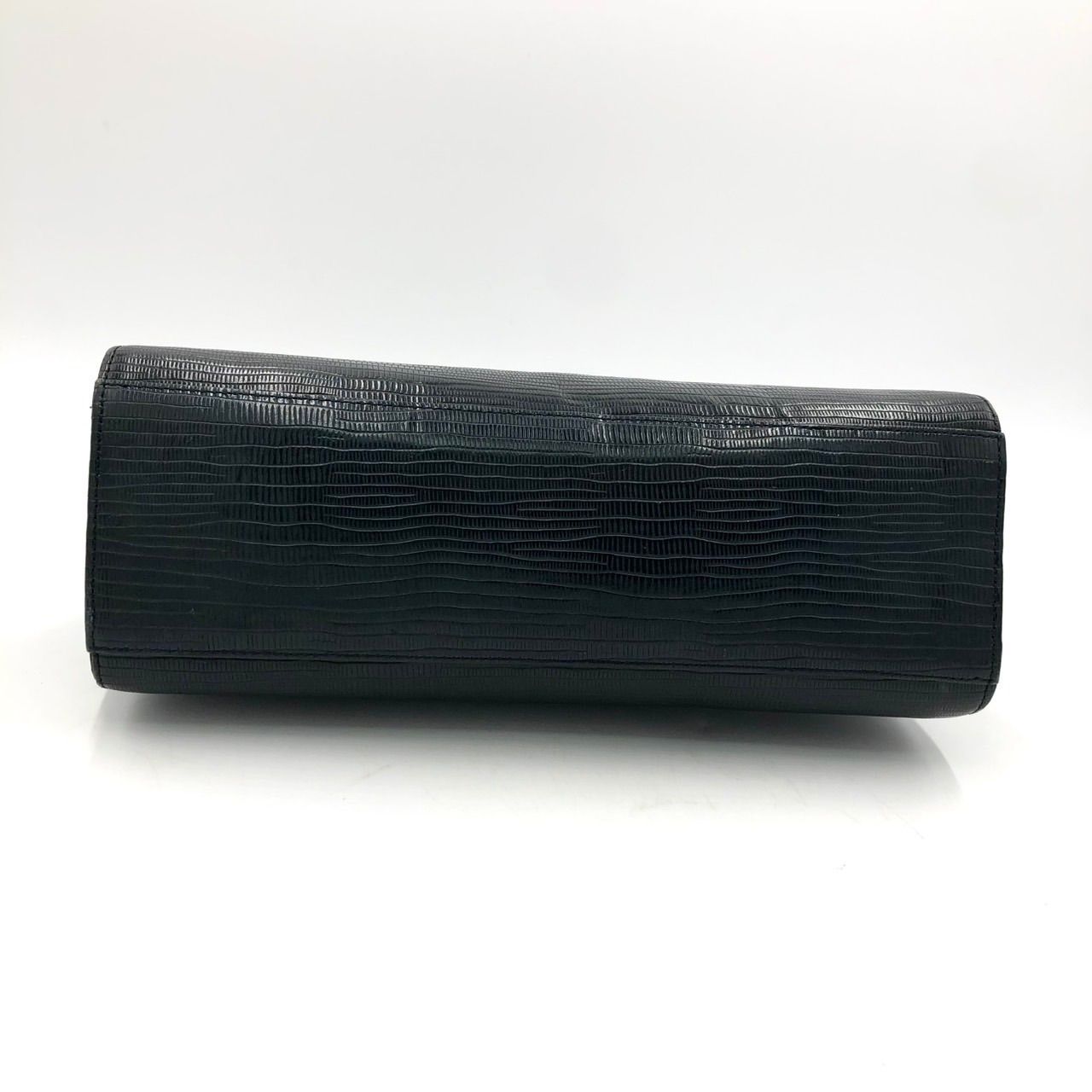 WAKO 銀座和光 リザード型押し ハンドバッグ 黒 ブラック レザー