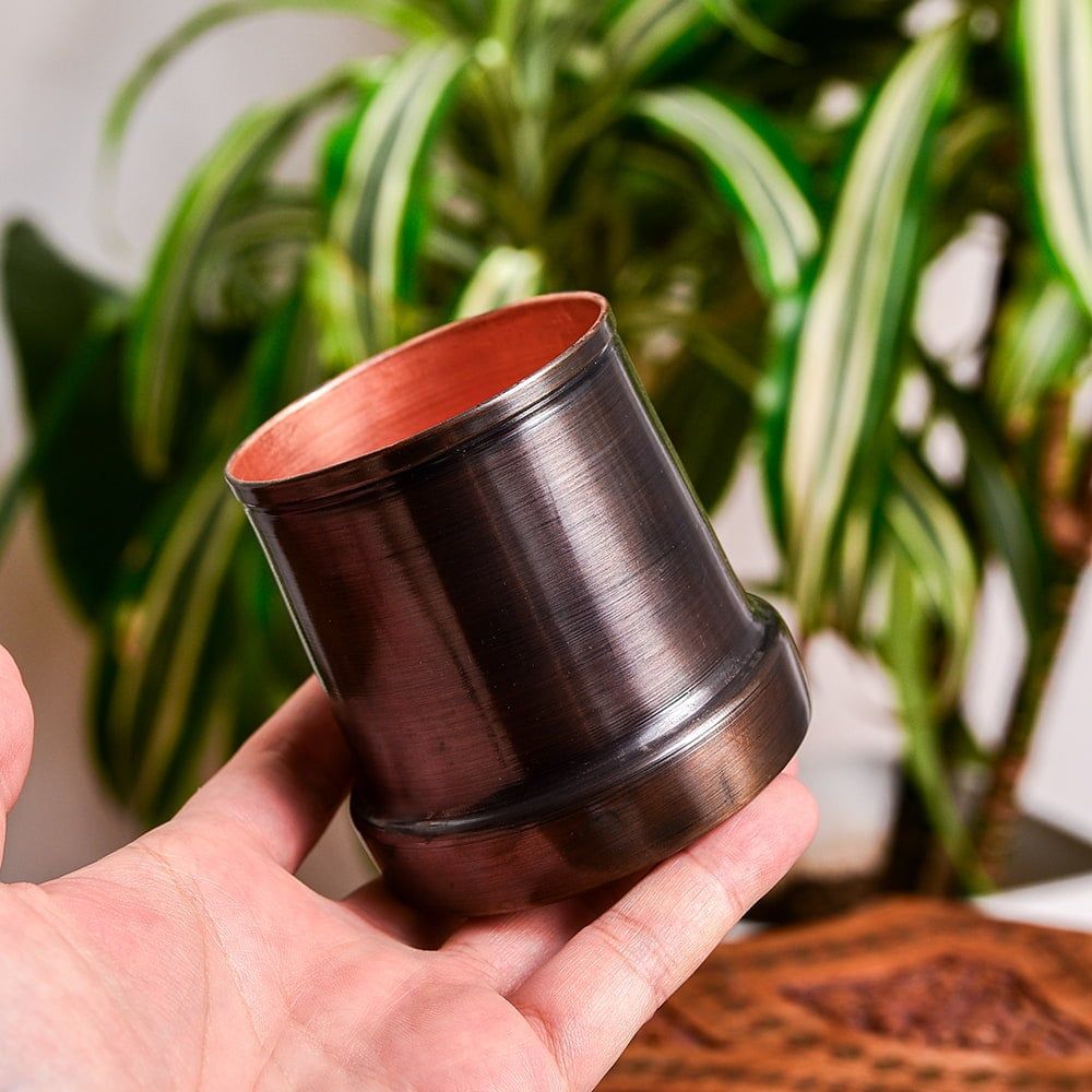 アーユルヴェーダ 高級銅製コップ付き水差し ダマスク柄が美しい