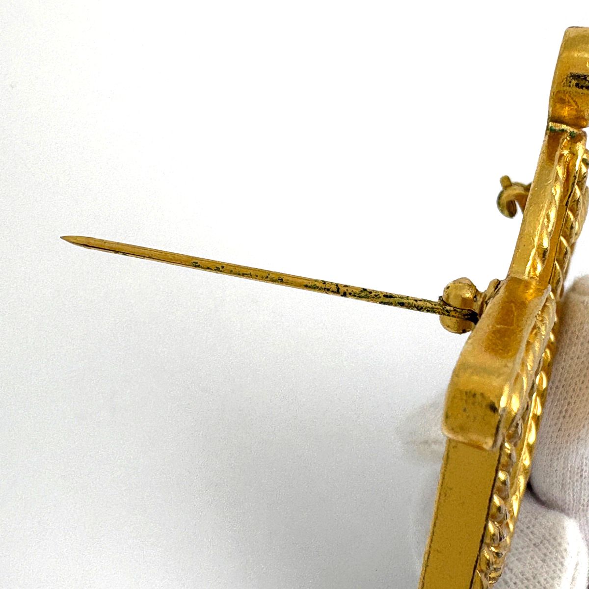 クリスチャンディオール Christian Dior ロゴ ラインストーン ブローチ